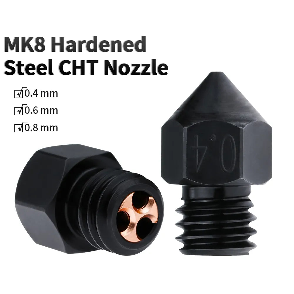 MK8 High Flow Clone CHT Harden Steel 0.4,0.6mm print Nozzle for Ender 3 ,V2 Ender 5 CR10 3D Printer Extruder Fit 1.75mm Filament