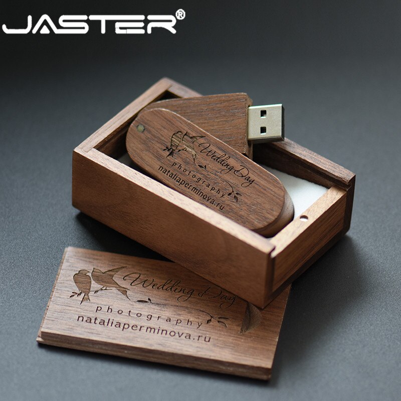 JASTER Custom Logo Wooden USB 2.0 Flash Drive 4GB 64GB 16GB Memory U Stick 32GB Usb Pendrive Photography Wedding Gifts pen drive