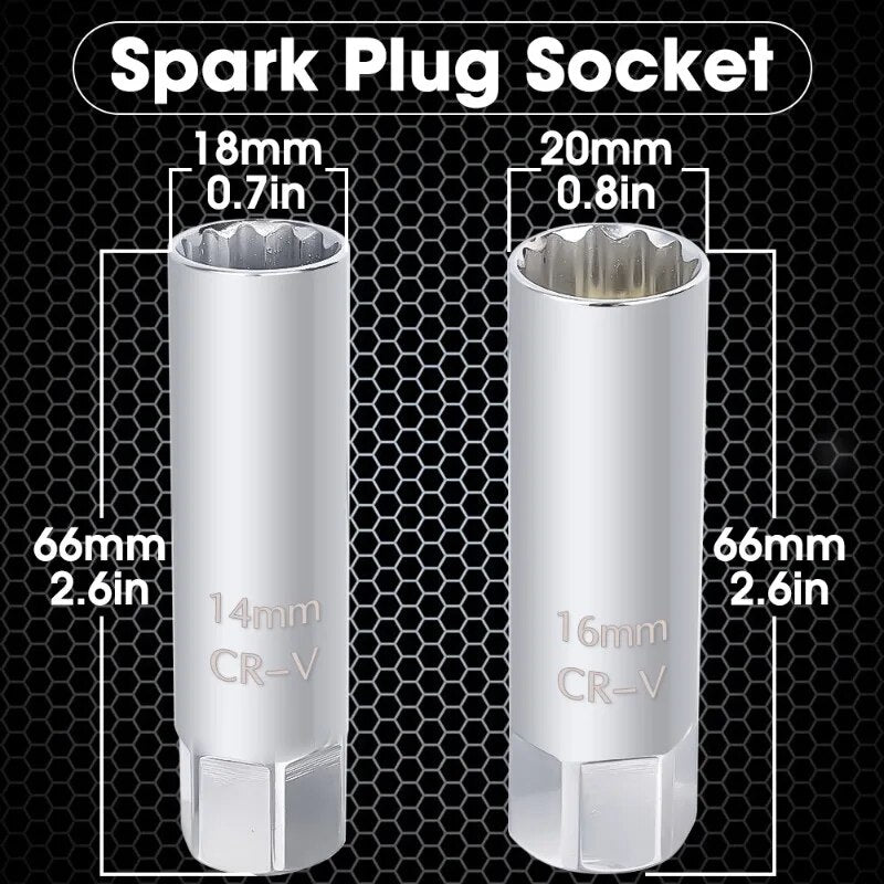 Car Spark Plug Socket Universal Magnetic Spark Plug Wrench Spark Plug Removal Auto Repair Tools Practical Accessories 14/16mm