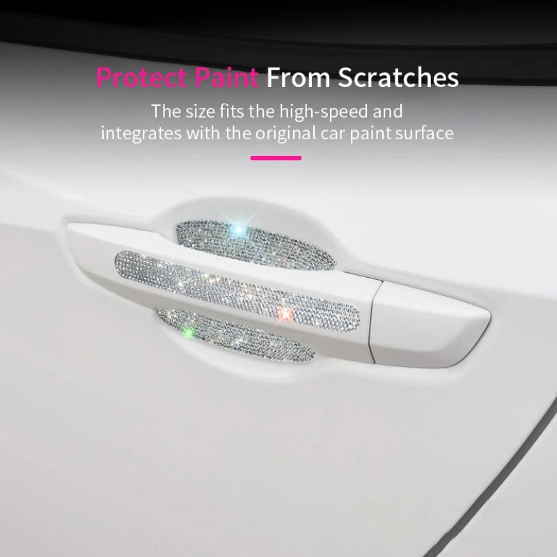 Diamond Universal Car Door Handle Sticker Decal Warning Auto Strip Driving Safety Bling Car Accessories for Woman Wholesale