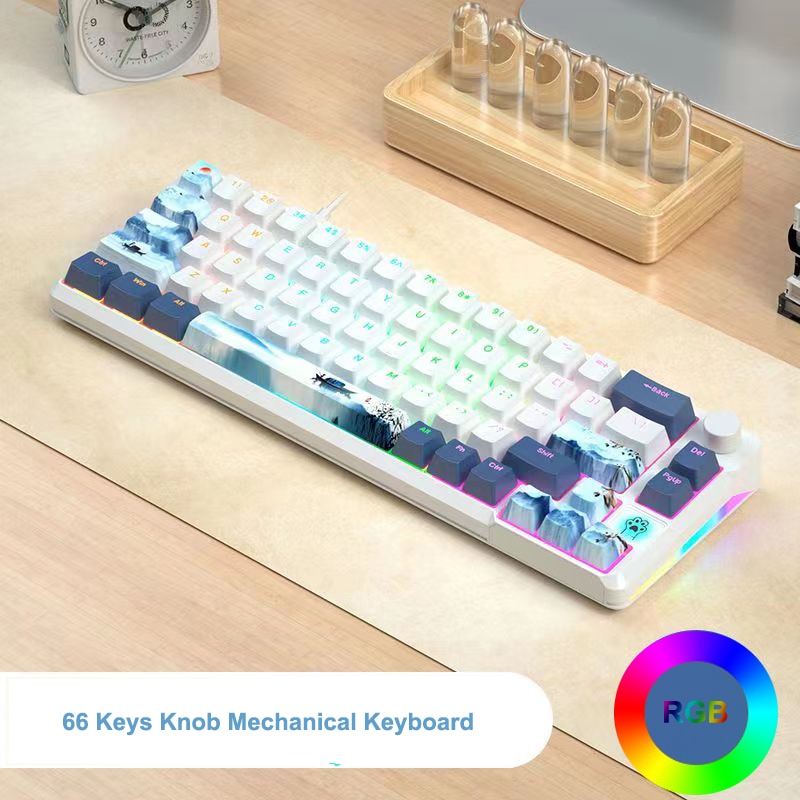 RGB Mechanical Keyboard 61/68 Key Portable Green/red/tea Switch Hot Swappable Wired Computer Laptop Office Game Esports
