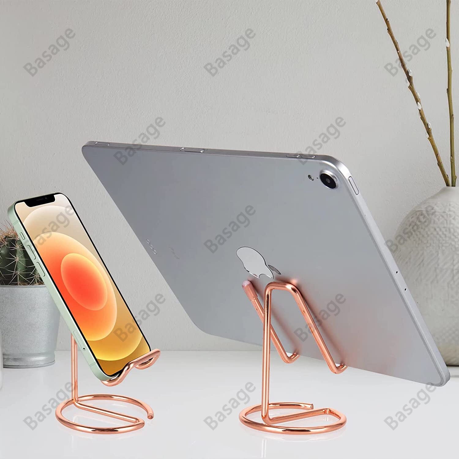 Cell Phone Stand for Desk, Business Card Holder,Cute Metal Cell Phone Stand, Metal Wire Cellphone Cradle Dock for Phone Tablet