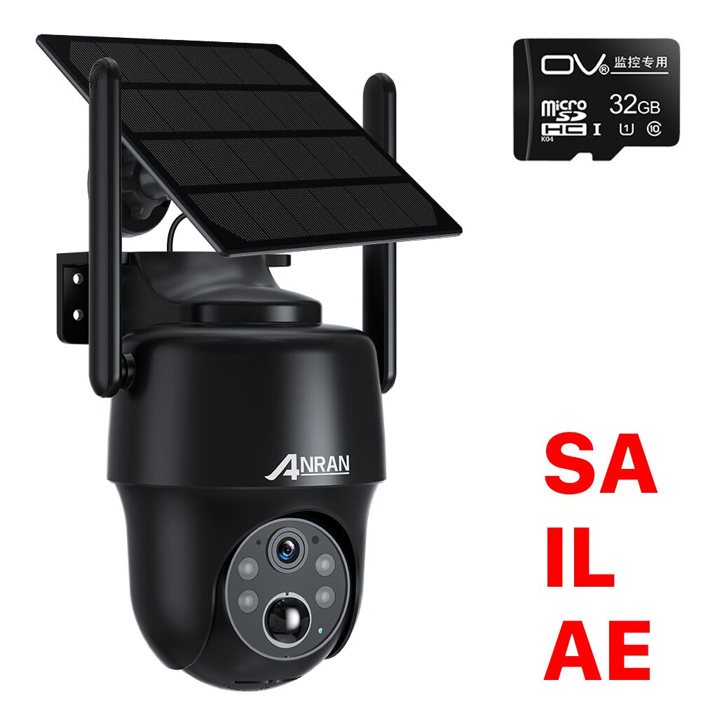 ANRAN 2K 4G LTE Surveillance Camera SIM Card Solar Panel Battery Two-way Audio 360° Security Outdoor Camera Humanoid Detection