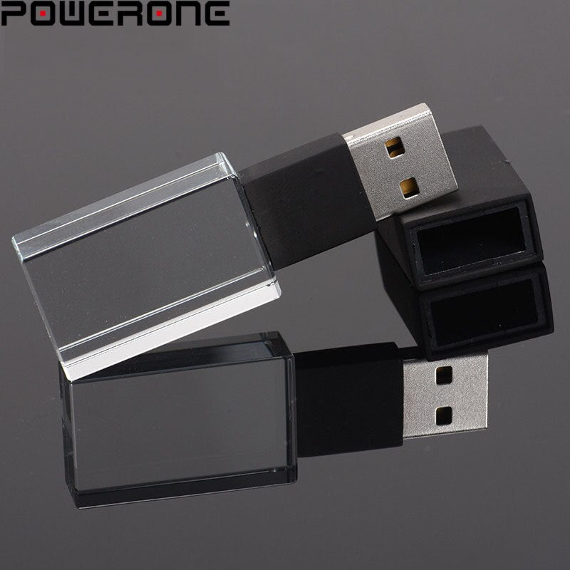 Crystal with Box USB Flash Drive 64GB Free Custom Logo Pendrive 32GB Father's Day Gift USB 2.0 Memory Stick 16GB Pen Drive 8GB