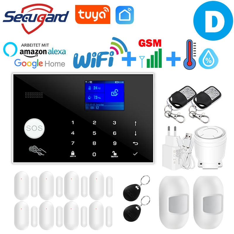 WiFi GSM Alarm System Tuya Smart Home TFT Screen RFID APP Touch Keyboard House Burglar Security Alarm Support Voice Switching