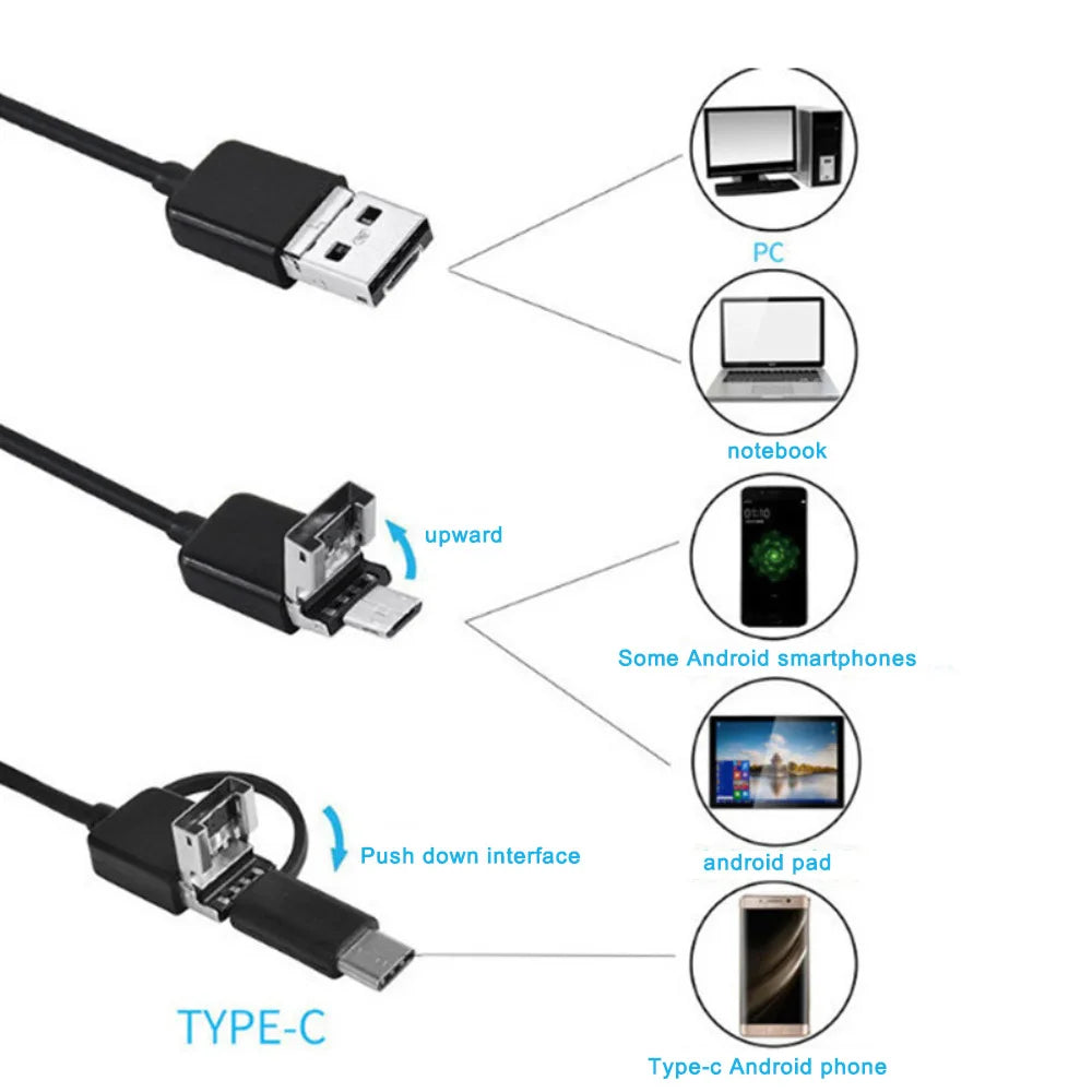 Endoscope USB Android Endoscope Camera Waterproof Inspection Borescope Flexible Camera 5.5mm 7mm For Android PC Notebook 6LED