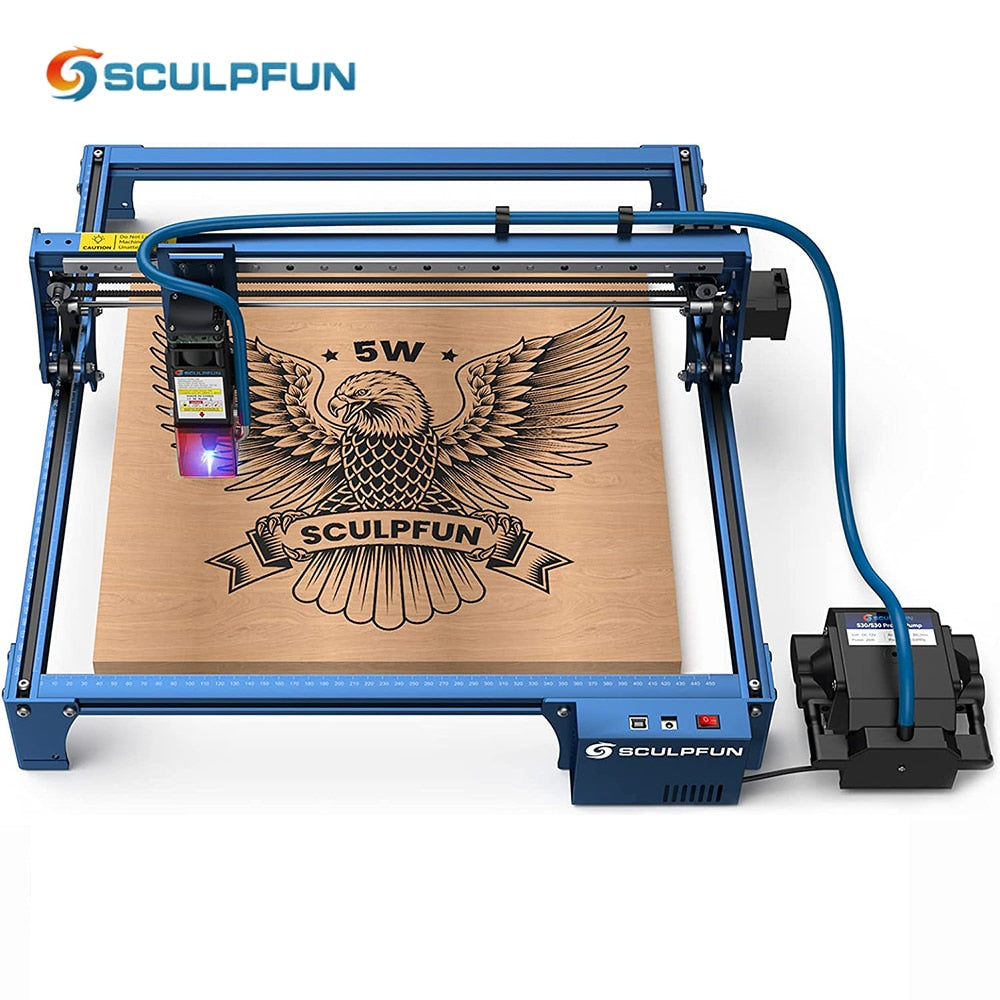 SCULPFUN S30 5W Laser Engraver Automatic Air-assist System Engraving Machine with Replaceable Lens 410x400mm Engraving Area