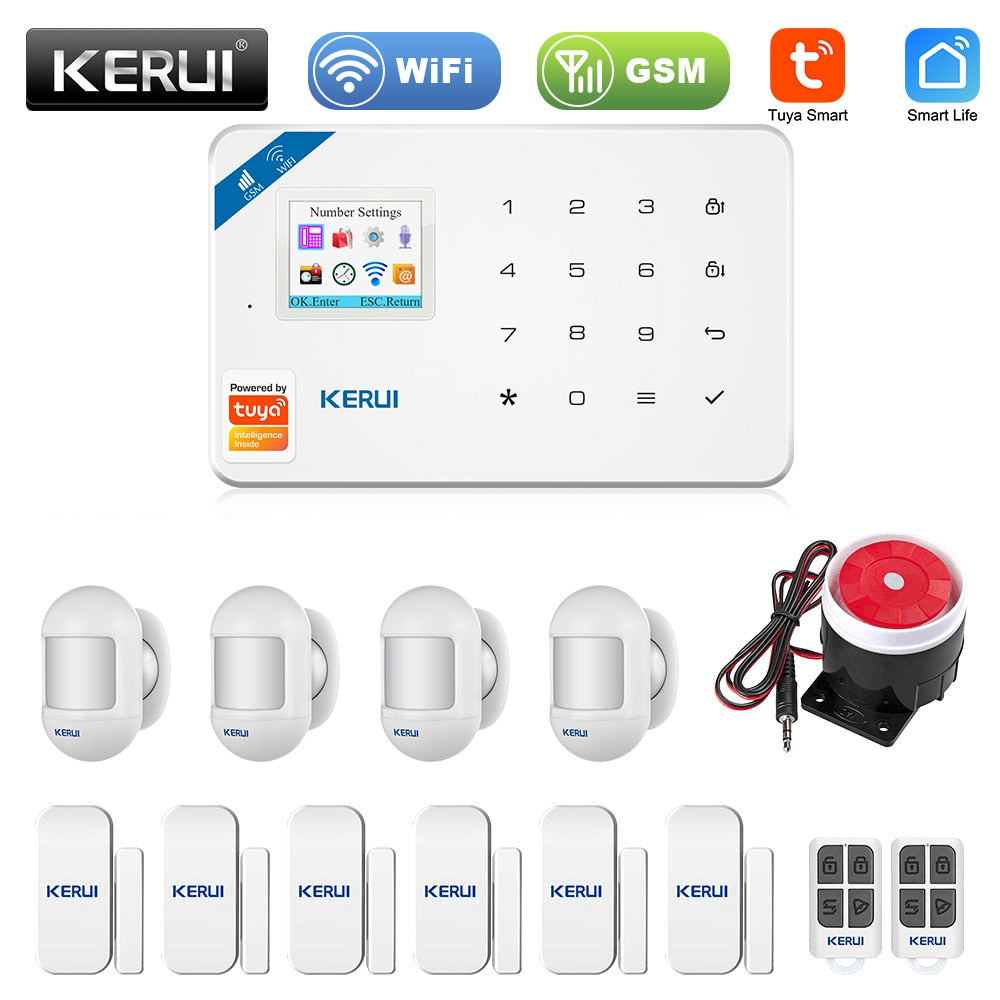 KERUI W181 Tuya Smart Home WIFI GSM Alarm System Burglar Home Security Alarm App Control Motion Sensor 6 Languages Garage alarm