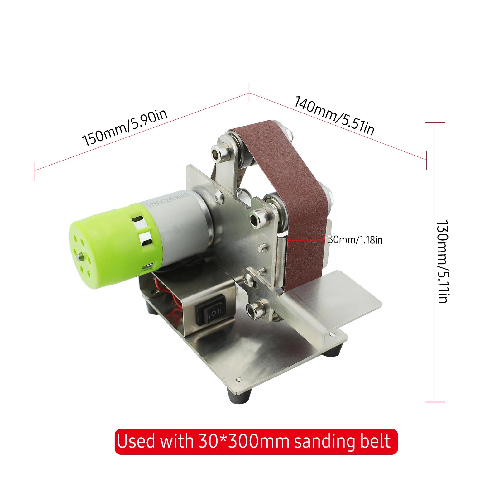 Mini Grinder 220V Electric Sanding Polishing Grinding Machine Belt Sander 7 Variable Speed for Polishing Wood Acrylic Metal