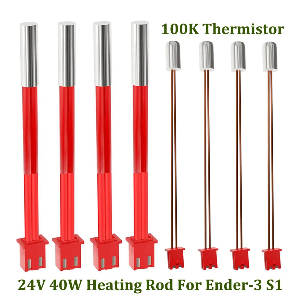 4pcs 100K Thermistor Temperature Sensor XH1.25 Terminal 3D Printer Parts 24V 40W Cartridge Heater XH2.54 For Ender-3 S1 Hotend