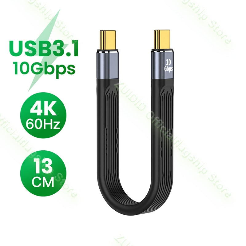 USB 3.1 Gen2 Data Cable PD 65W 3A Fast Charging USB C to Type C Cable Thunderbolt 3 4K@60Hz Cable USB Tipo C 10Gbps Data Cabel