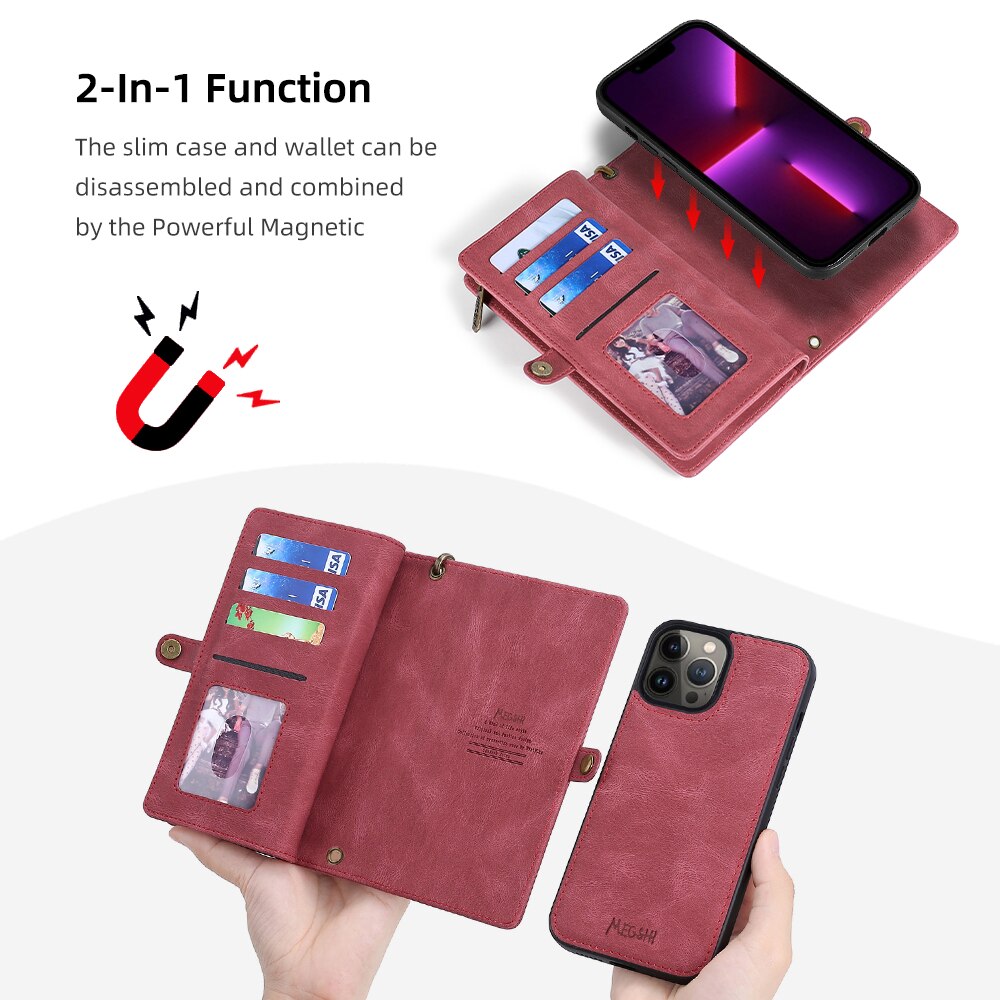 Wallet Shoulder Bag Phone Case For iPhone 6 6s 7 8 Plus X Xs Xr XsMax SE2020 11 12 13 14 Mini Pro ProMax