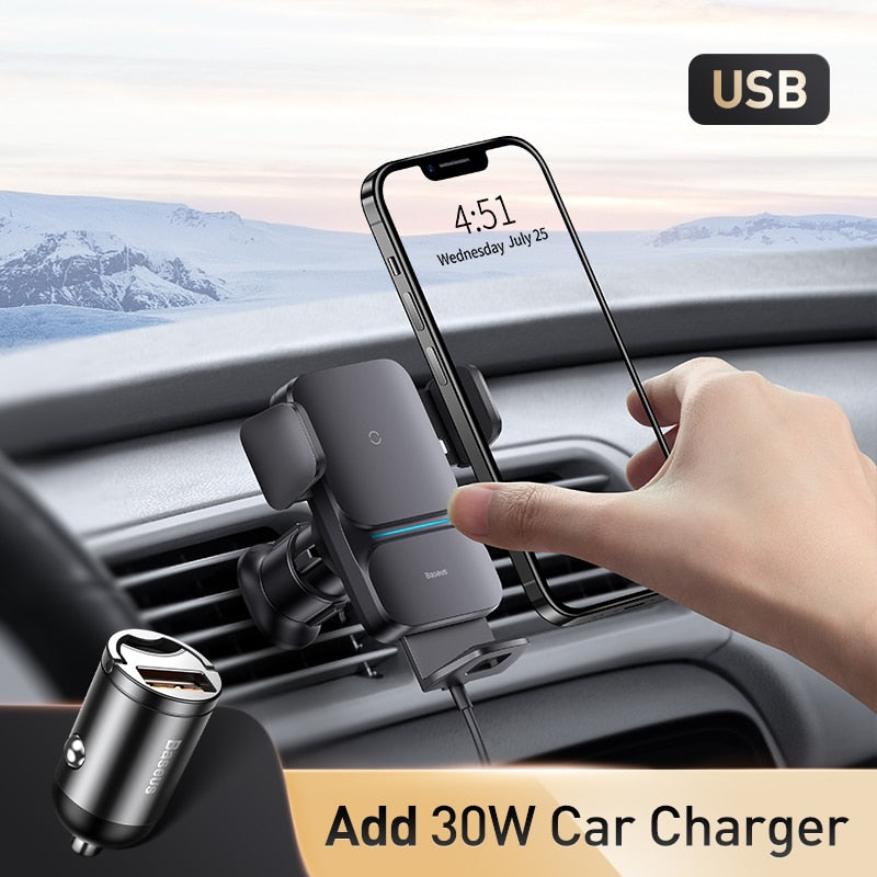 Baseus Automatic Alignment Car Phone Holder Wireless Charger For Samsung iPhone Xiaomi Phone Holder Car Holder Air Vent Holder