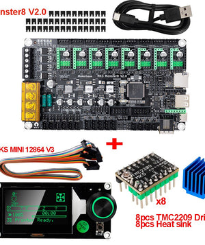 Makerbase MKS Monster8 Motherboard 32Bit Control Board DIY 3D Printer Part MINI12864 V3 Screen Mainboard TMC2209 Drive For Voron