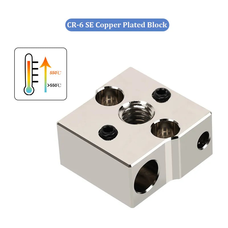 Top Quality Bimetal Heatbreak CR6 SE Heated Block 3D Printer Part Hotend Aluminum Copper Plated Throat Heating Block For CR-6 SE