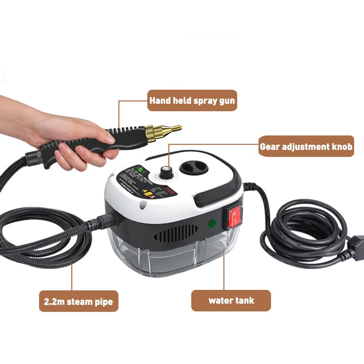 New High Pressure And Temperature Steam Cleaner For Air Conditioning Kitchen Hood Car Cleaner With Water Tank 2500W 110V 220V