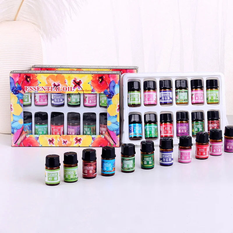 12pcs/set Aromatic Plant Water-soluble Essential Oil for Aromatherapy Diffusers Essential Oil Home Air Care Essential Oil Set