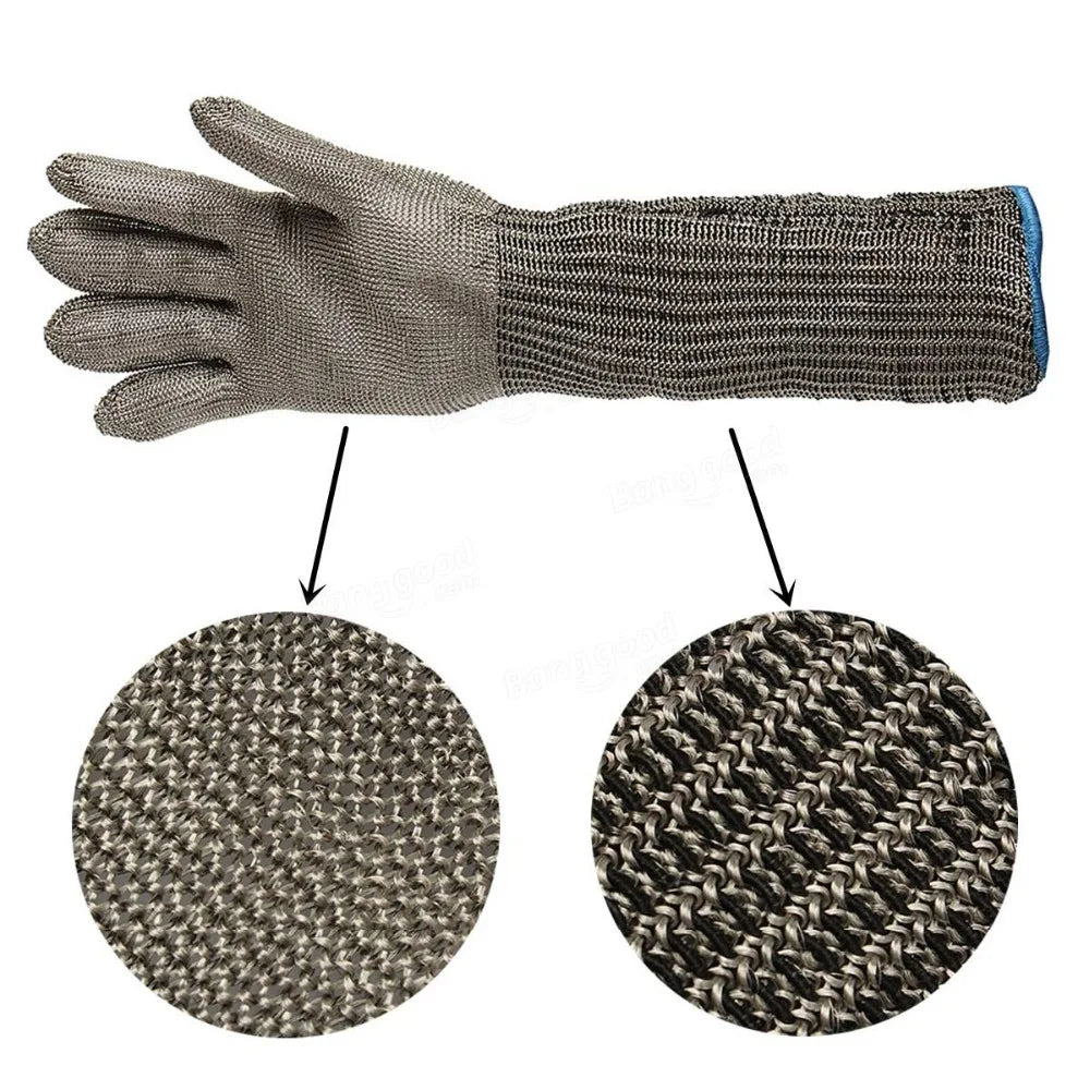 High Quality Safety Gloves Stainless Steel Wire Braided Cut Proof Protect Metal Mesh Working Gloves Men Level 5 Protection