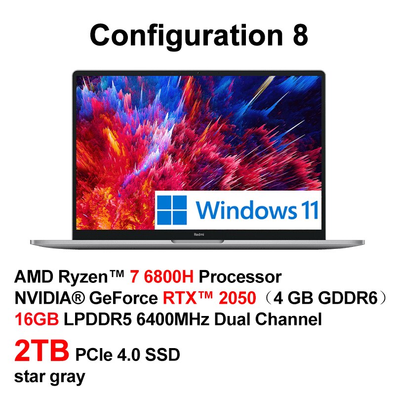 【Fast Shipping】Xiaomi Laptop RedmiBook Pro 15  Ryzen AMD R5 6600H/R7 6800H 16G DDR/512G SSD 15.6" 3.2K Screen 90HZ RTX 2050 4G