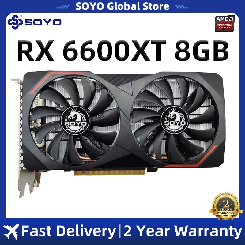 SOYO RX 6600M 6600 Graphics Card 8GB GPU GDDR6 8Pin 128Bit 7NM Computer Video Card Support AMD Intel Desktop CPU placa de video