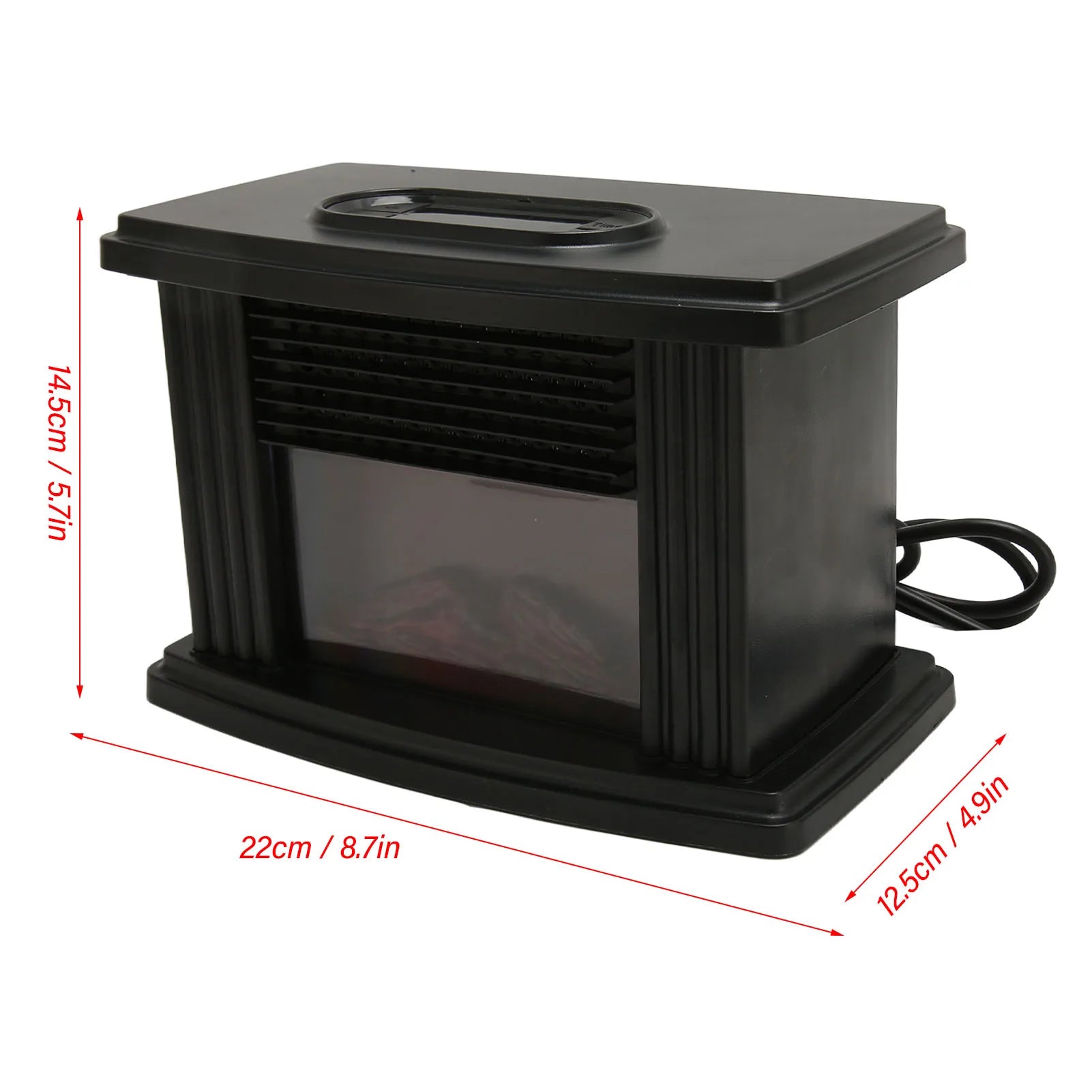Mini Electric Fireplace Heater Simulated Flame Quiet Operation Portable Heating Air Warmer Fan Space Heater with Remote Control