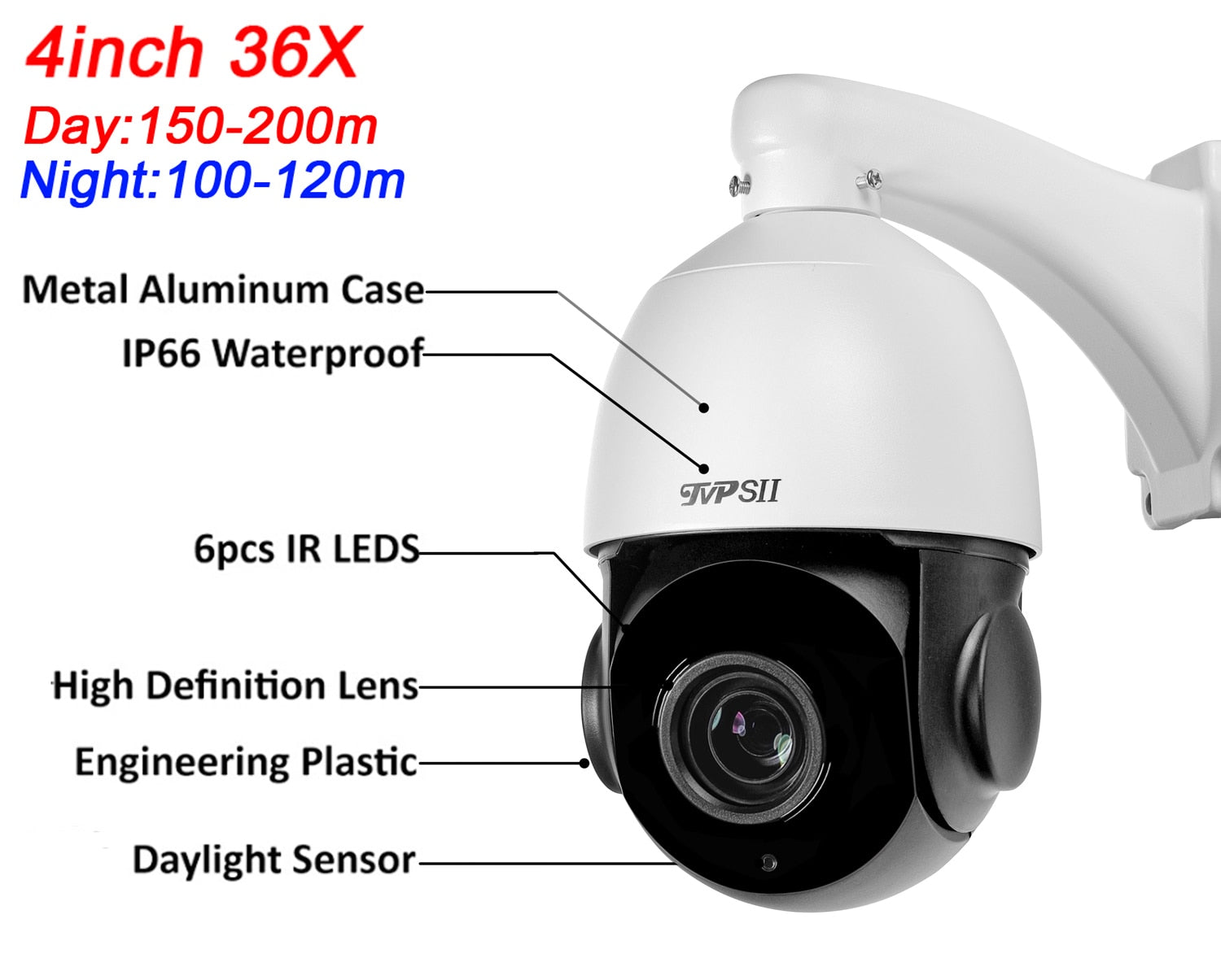 Max.256GB Auto Tracking 8MP IMX415 H.265+ 36X 15X Zoom 360° Rotation Audio Outdoor ONVIF POE PTZ Speed Dome Surveillance Camera