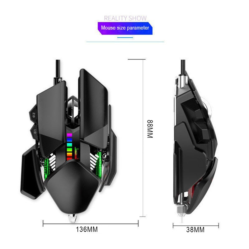 M8 RGB USB Wired Glare Mode Mouse 40000 DPI 7-button programmable ergonomic gaming mouse for PC players