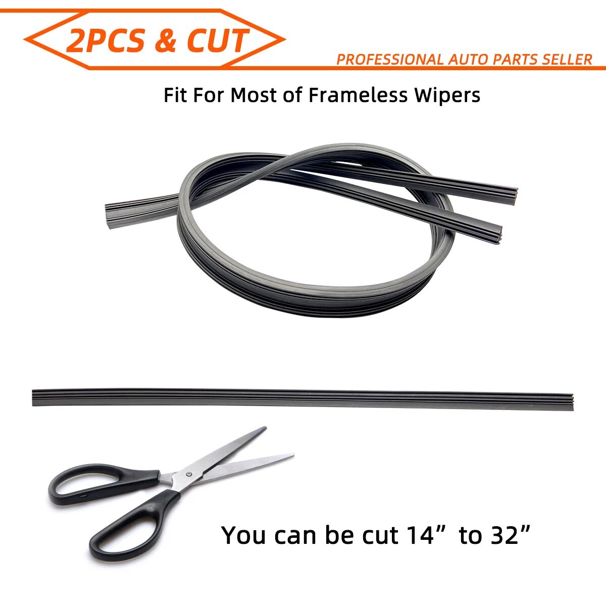 2PCS 35cm To 80cm Car Wiper Rubber Refill Blade Soft Insert Strip DIY Can Be Cut Windshield Wiper Replacement Parts  26" 32"