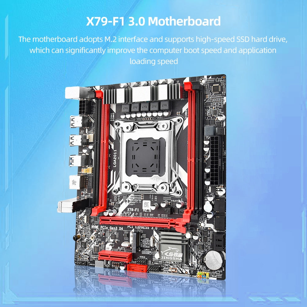 X79-F1 Desktop Motherboard with NVMe M.2 Memory Main Board 64GB USB3.0/2.0 Gaming Mainboard for LGA2011 Pin DDR3 Memory M.2