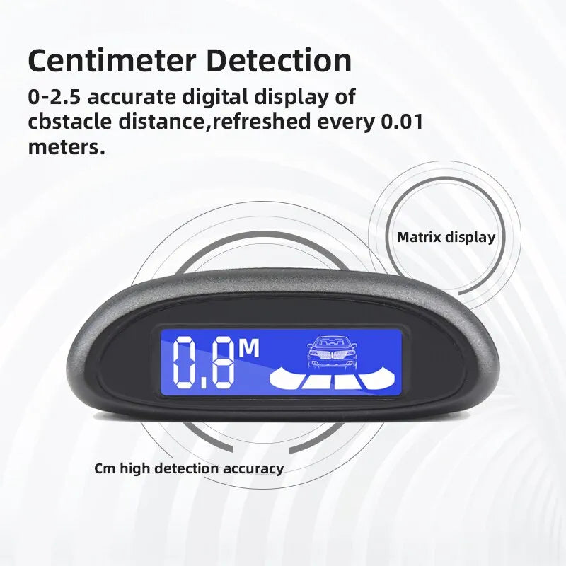 Combined LCD Display Reversing Sensor Sensitivity Adjustable Anti False Alarm 4 Spare Sensors for Car Parking Detector System