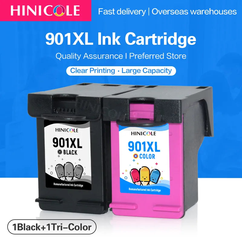 HINICOLE 901XL Printer Ink Cartridge 901 Xl For HP901XL Use For HP Officejet 4500 J4500 J4524 J4530 J4540 J4550 J4580 J4585
