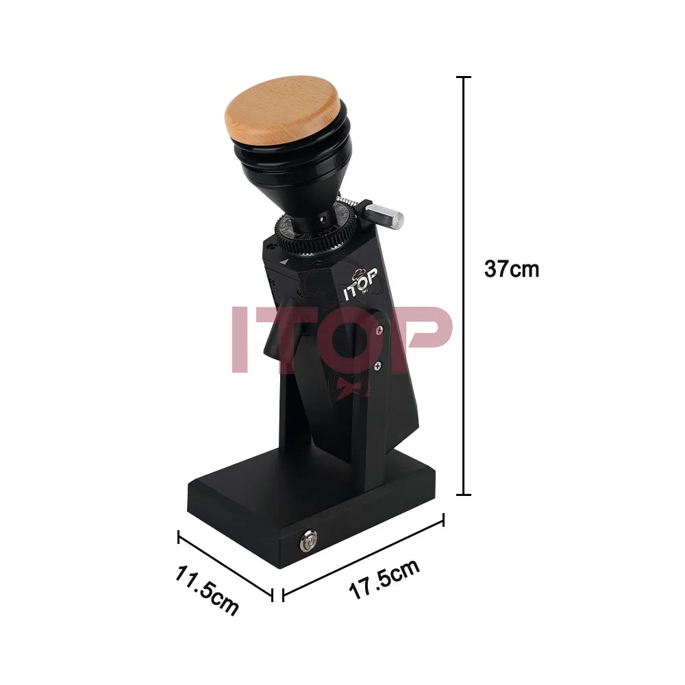 ITOP40S Coffee Grinder New Look Upgraded Stepless Adjustment 40mm Titanium Burr Metal Bean Hopper 75g Wooden Lid Samll & Cool