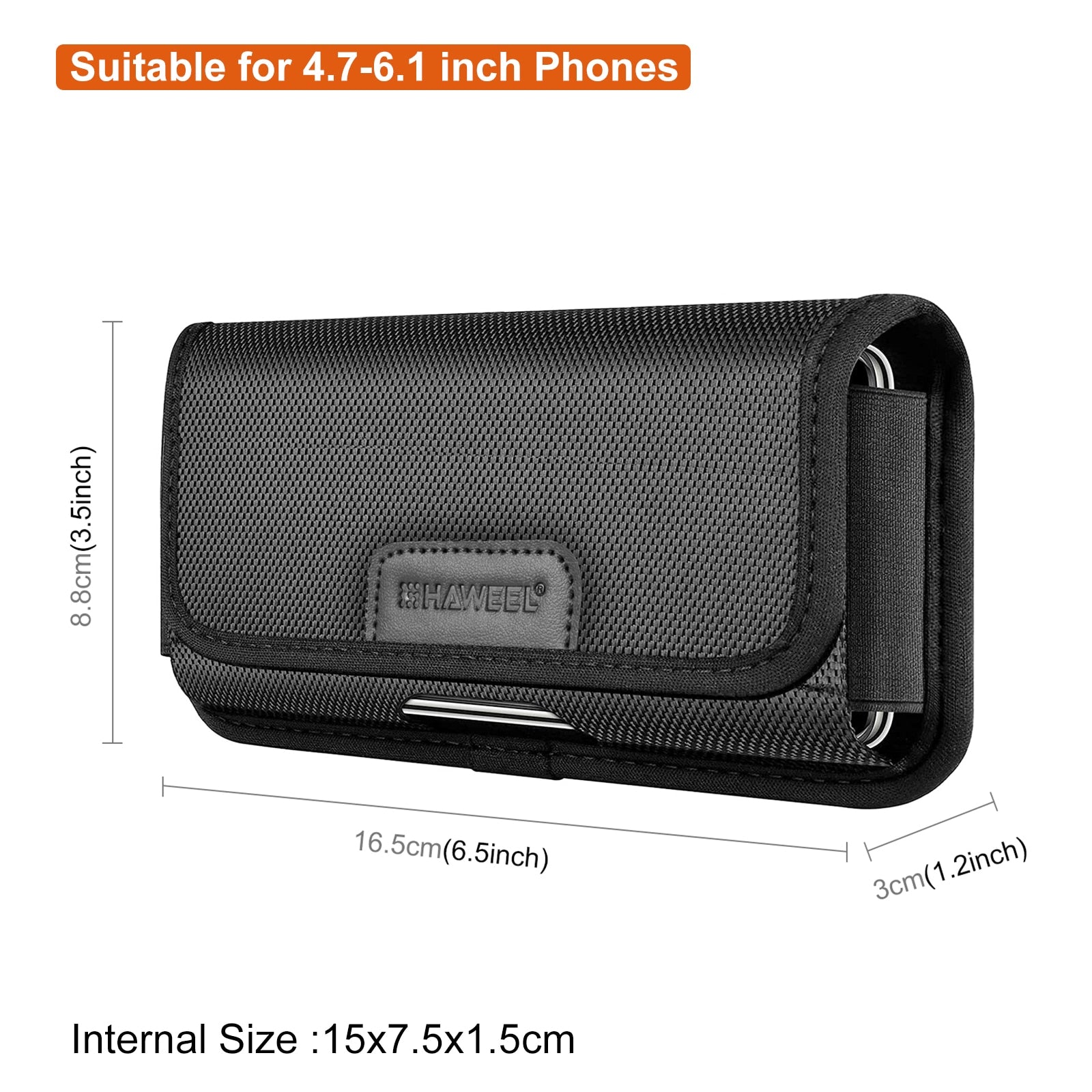 HAWEEL 4.7-6.8inch Phone Nylon Pouch Cell Phone Belt Clip Carrying Holster Case Waist Bag For iPhone,Samsung Galaxy S23 Ultra 5G