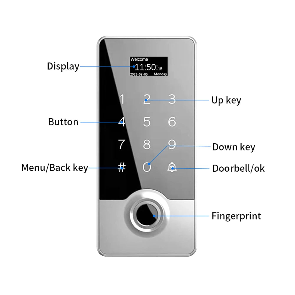 Smart Fingerprint Door Lock Touch Password Keypad IP67 Waterproof RFID Card Access Control System