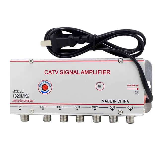 220V 4 Way CATV Cable TV Splitter Amplifier 20dB Digital TV Antenna Signal Booster Home Tv Equipments 45Mhz to 860MHz US Plug