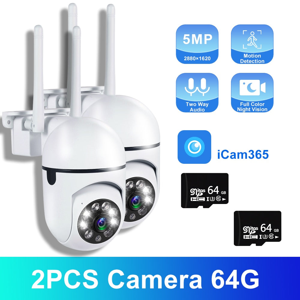 5MP Wifi Camera IP Outdoor 4X Zoom 5G Wireless Security Protection Monitor AI Smart Tracking Surveillance Cameras Two-way Audio