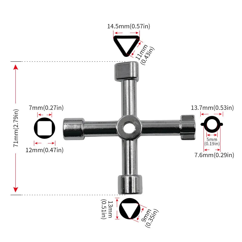 New High Quality Multi-functional Electric Control Cabinet Triangle Key Wrench Elevator Water Meter Valve Square Hole