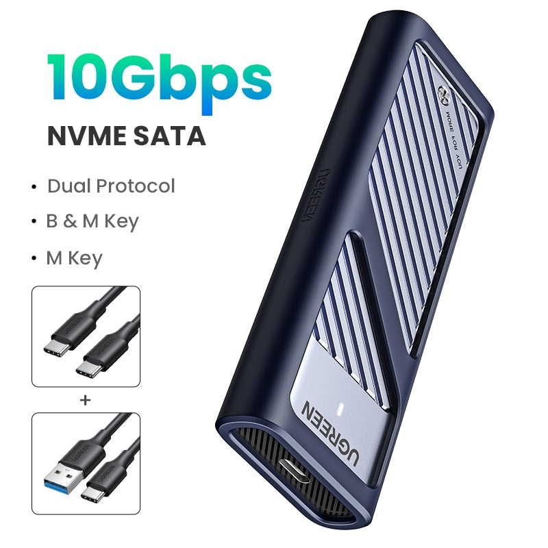 UGREEN M.2 NVMe SSD Enclosure NVMe SATA to USB 3.1 Gen2 10 Gbps NVMe PCI-E  Dual ProtocolM.2 SSD Case Support UASP For Hard Disk