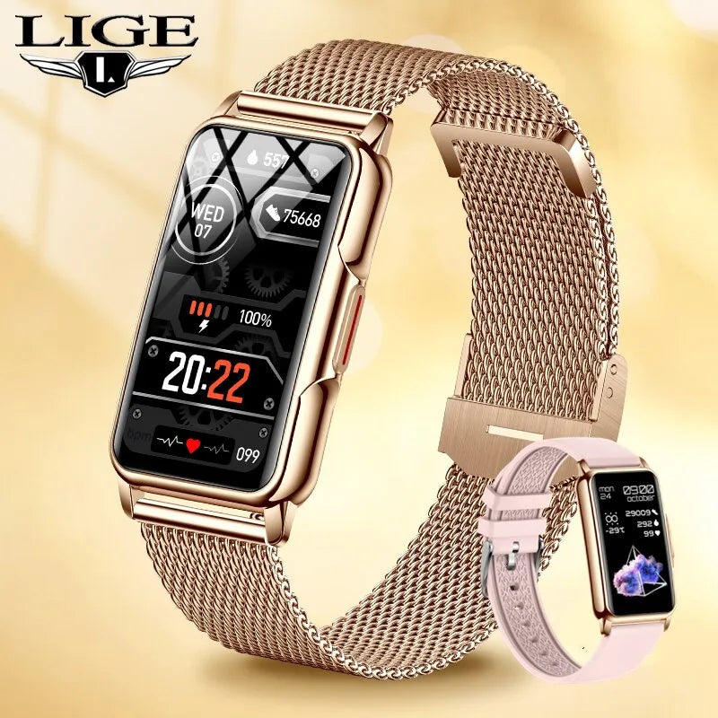 LIGE Smart Watch Women Full Touch Screen Bluetooth Call IP67 Waterproof Ladies Watches Sports Fitness Tracker Smartwatch Women