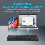 Bluetooth Keyboard with Touchpad Foldable Wireless Keyboard Tri-Folded Ultra Slim Support 3 Device Rechargeable Folding keyboard