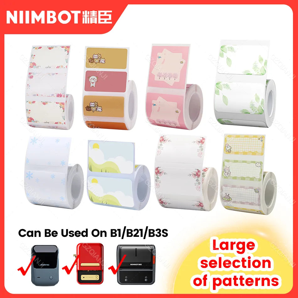 B21 Supplies Paper Fancy Color White Label Sticker Print Paper Roll For Niimbot B21 B1 B3S Printer Tear-proof Water / Oil-proof