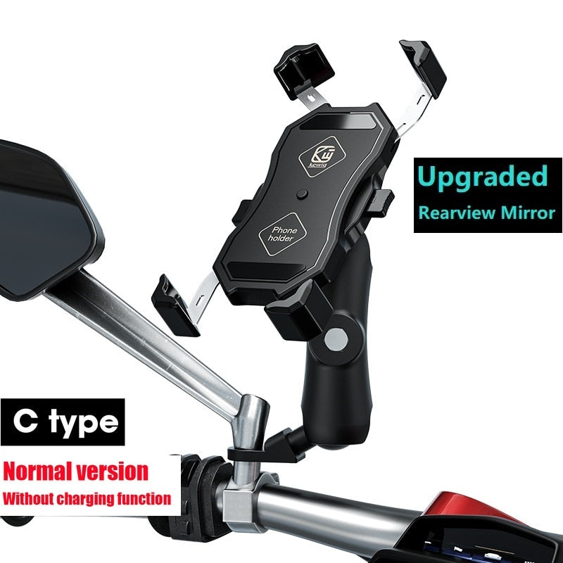 2022 Upgraded Motorcycle Phone Holder 15W Wireless Charger USB QC3.0 Fast Charging Bike Smartphone Stand 360 Cellphone Support