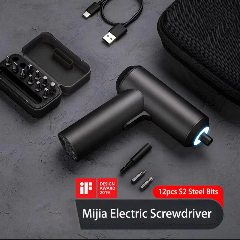 Xiaomi Mijia Electric Screwdriver Kit Power Tools Cordless Rechargeable Screw Driver 3.6V 2000Mah Li-ion 5N 12Pcs S2 Steel Bits