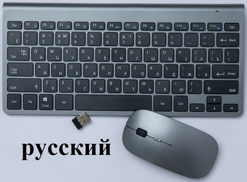 2.4G Wireless Keyboard and Mouse Mini Protable Silent Mice Russian Korean French Hebrew Keyboard Kit for Laptop Mac PC TV Box