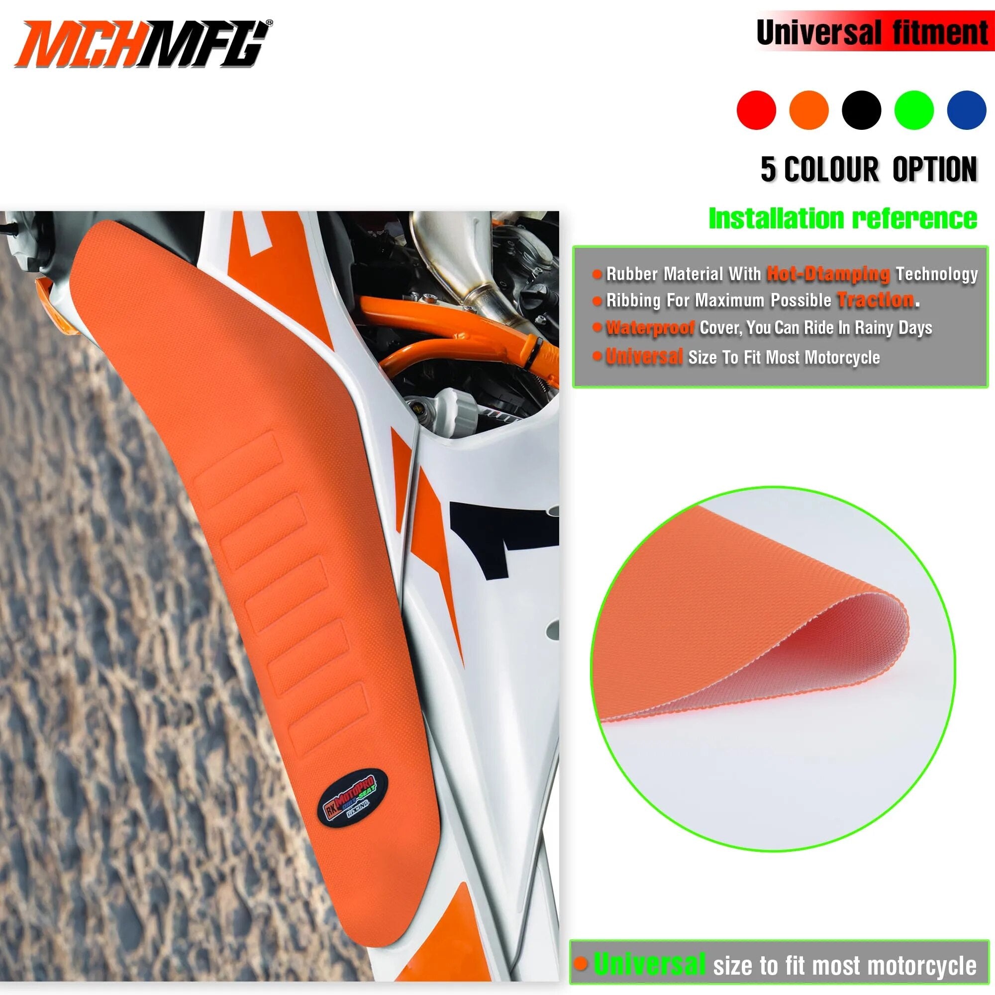Motorcycle Seat Cover Non-Slip Thick Particles Suitable For CRF YZF WR RMZ KAYO T6 BSE 125 150 250 300 350 450