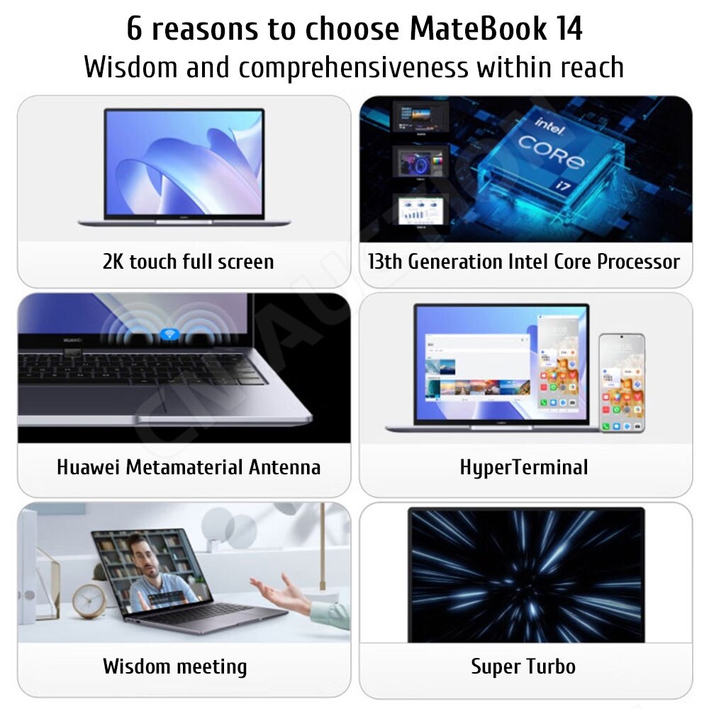 HUAWEI  MateBook 14 Laptop 2023 Intel Core I7-1360P I5-1340P 16G/32GB 512G/1TB SSD Xe Graphics 14″ 60Hz Touch Screen Notebook PC