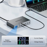 140W 6 Ports USB C Fast Charger PD 30W Type C Charging Station With Digital Display For IPhone 14 13 Pro Max Samsung Xiaomi Ipad