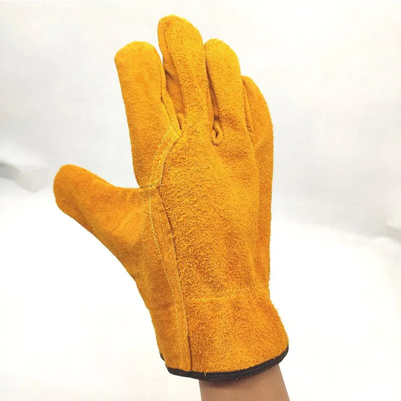 A5 Men Work Gloves Soft Cowhide Driver Hunting Driving Farm Garden Welding Security Protection Safety Mechanic Glove