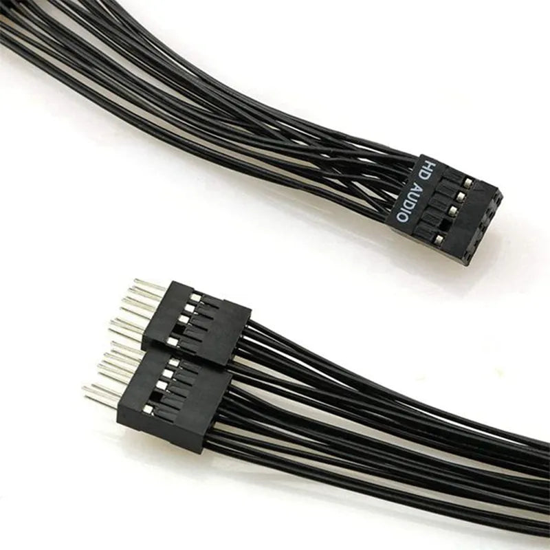3X Motherboard Audio HD Extension Cable 9Pin 1 Female To 2 Male Y Splitter Cable Black For PC DIY 10Cm