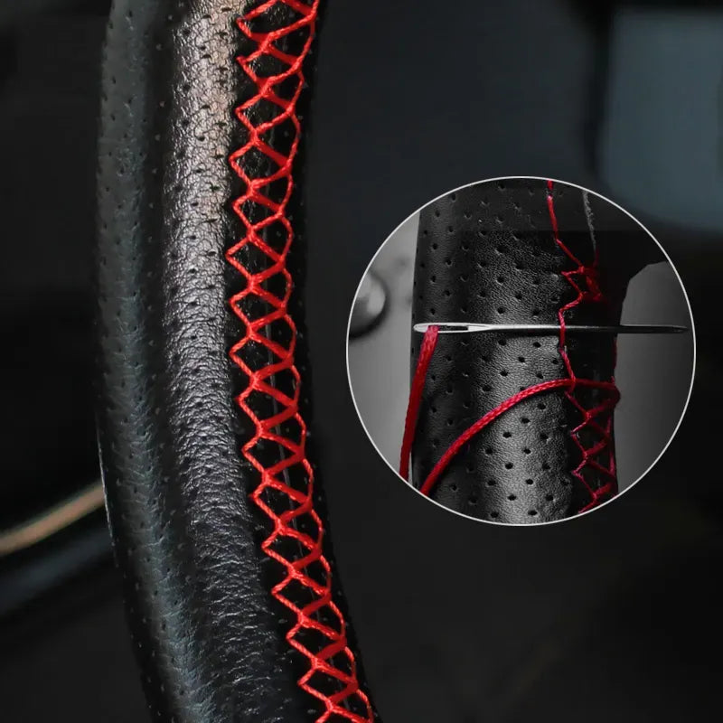 Universal Car Steering Wheel Stitch On Wrap Cover DIY Sewing Breathable and Anti Slip